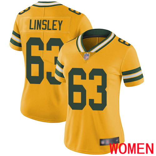 Green Bay Packers Limited Gold Women #63 Linsley Corey Jersey Nike NFL Rush Vapor Untouchable->youth nfl jersey->Youth Jersey